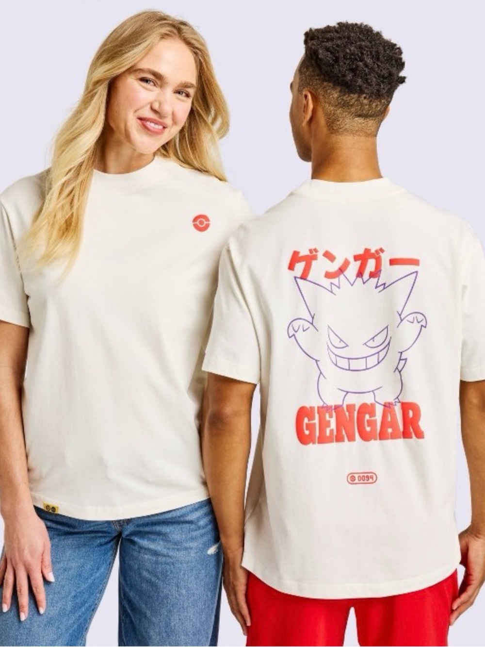 Gengar Graphic Kids Tee — Cream with Red & Purple Print